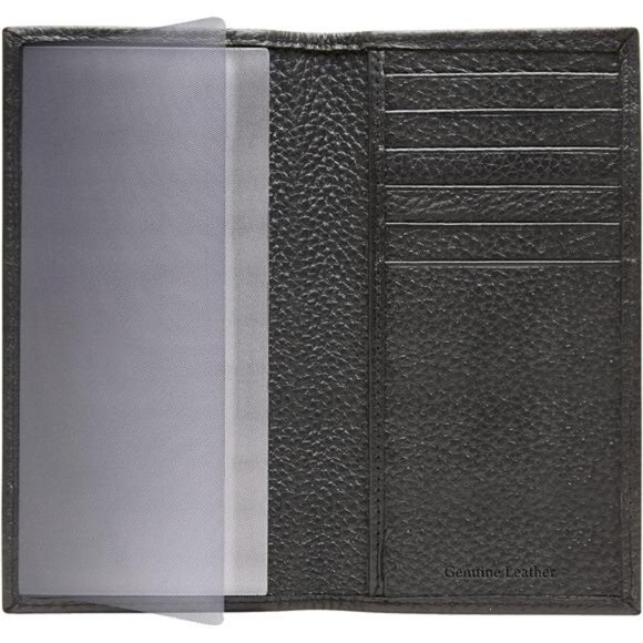 Genuine Leather Checkbook Cover For Women & Men - Checks Card Wallet RFID - Picture 1 of 7